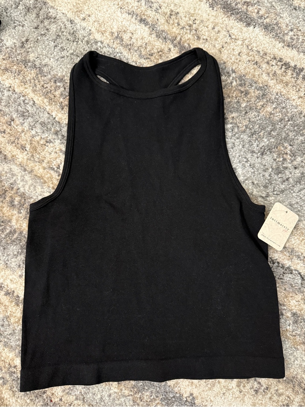 Free People Black Ribbed Mock-Neck Tank
